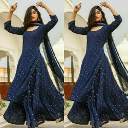 Navy Blue Color Full Stitched Festival Special Anarkali Suit